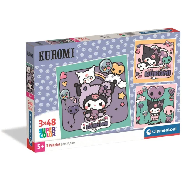 Puzzle Super Color Kuromi, 3x48 de piese - Clementoni imaginea 1