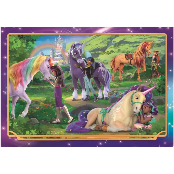 Puzzle Supercolor 104 de piese – Academie de Unicorni, prietenie în culorile curcubeului – Clementoni imaginea 2