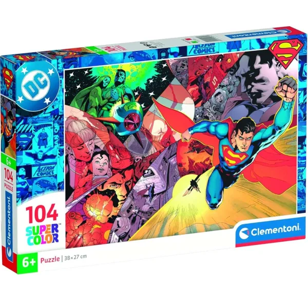 Puzzle Supercolor 104 de piese DC Comics Superman - Clementoni imaginea 1