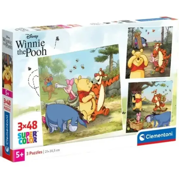 Puzzle Supercolor 3x48 piese Disney+Winnie de Pluș - Clementoni imaginea 1