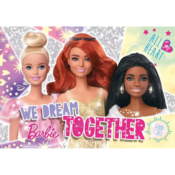 Puzzle cu sclipici Barbie prietene, 60 piese, 50x35 cm - Lisciani imaginea 2