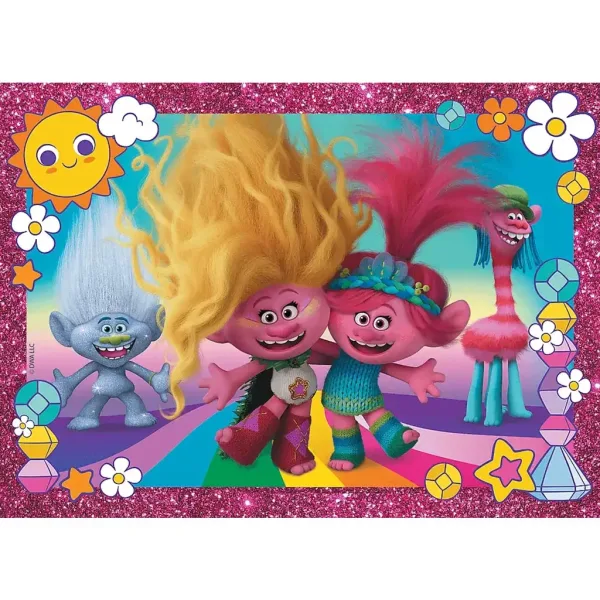 Puzzle cu sclipici Trolls 100 de piese - Trefl imaginea 2