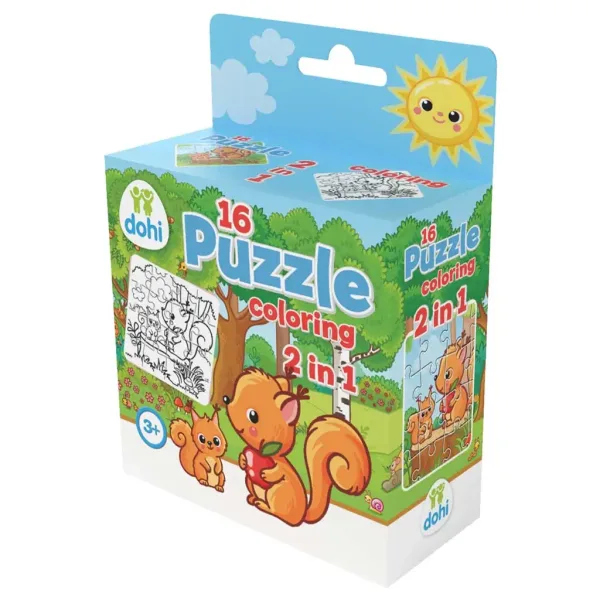 Puzzle de colorat 2 în 1 cu 16 piese - Veveriță imaginea 1