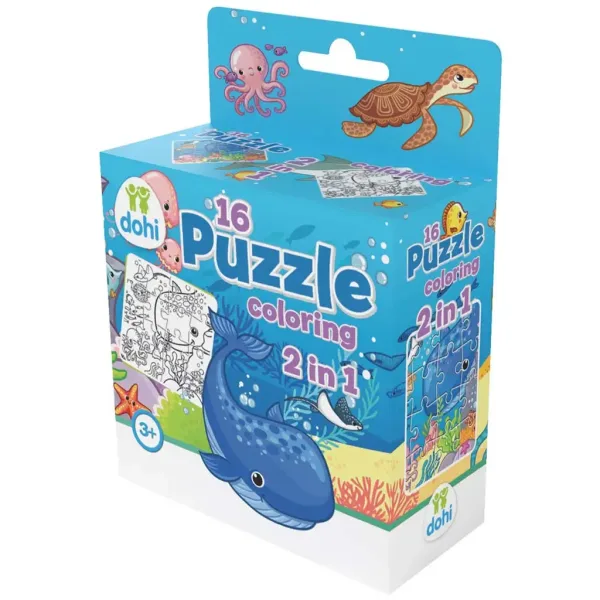 Puzzle de colorat de 16 piese 2 în 1 - Mare imaginea 1