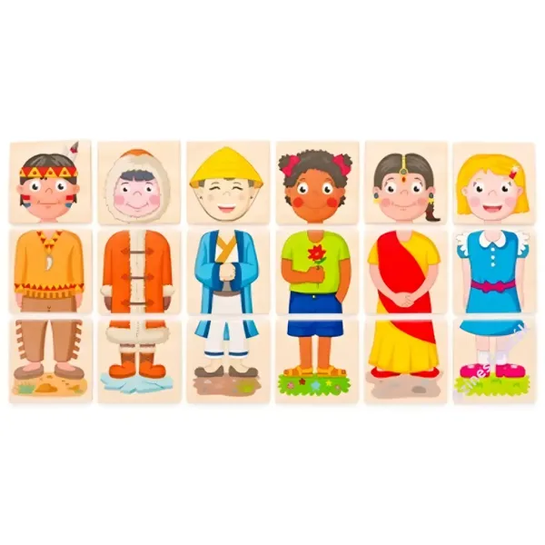 Puzzle din cuburi de lemn cu ocupații - Woodyland imaginea 3