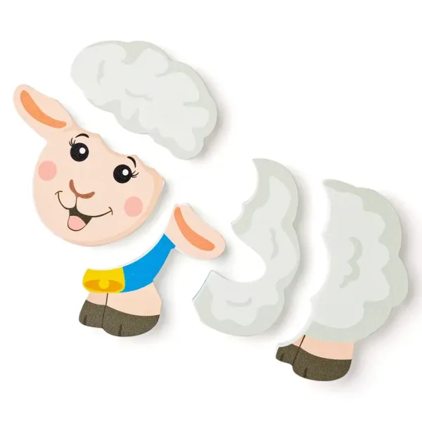 Puzzle din lemn cu mielușei, 5 bucăți - Woodyland imaginea 2