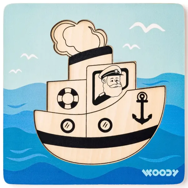 Puzzle din lemn pentru bebeluși cu 5 piese - Woodyland imaginea 2