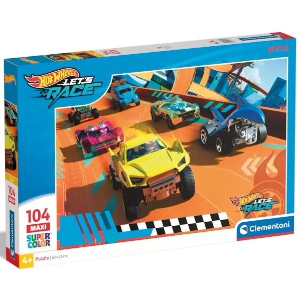 Puzzle maxi supercolor 104 de piese - Clementoni pentru concursul Hot Wheels imaginea 1