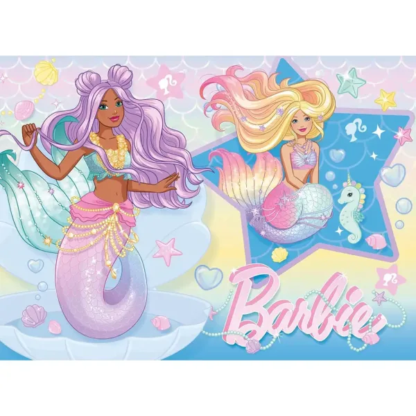 Puzzle mini Eco cu 24 de piese Barbie sirene și prietene, 35x25 cm - Lisciani imaginea 2