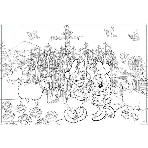 Puzzle și carte de colorat Minnie Mouse 2 în 1 maxi, 150 piese, 70x50cm - Lisciani imaginea 2