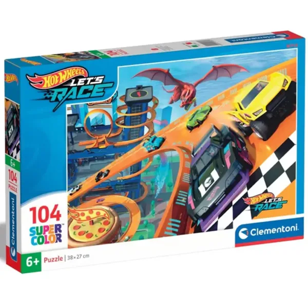 Puzzle supercolor 104 de piese Hot Wheels - Clementoni imaginea 1