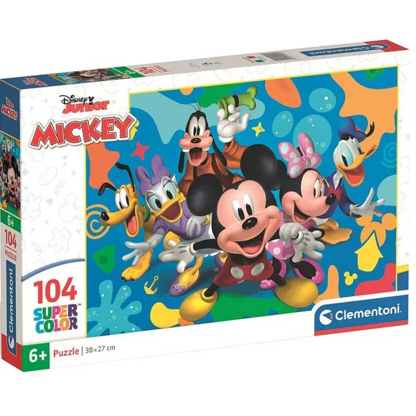 Puzzle supercolor cu Mickey Mouse și prietenii săi, 104 piese - Clementoni imaginea 1