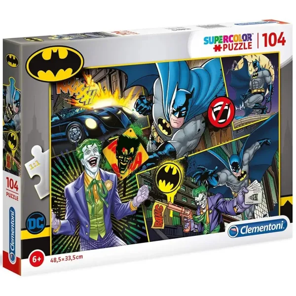 Puzzle supercolor de 104 piese Batman vs. Joker - Clementoni imaginea 1