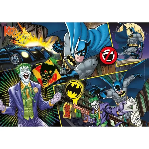 Puzzle supercolor de 104 piese Batman vs. Joker - Clementoni imaginea 2