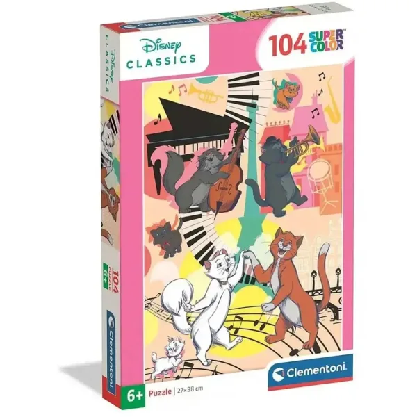 Puzzle supercolor de 104 piese Disney+Aristocats - Clementoni imaginea 1