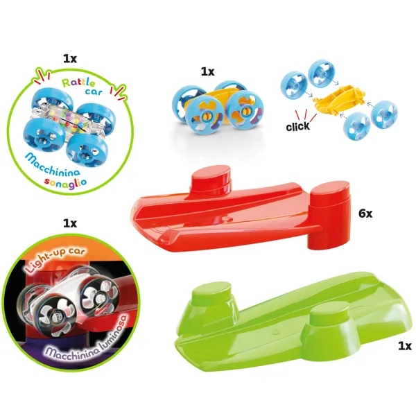 Quercetti: Set pistă de curse cu turn spiral și mașinuță Flip Car imaginea 4