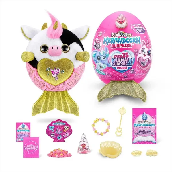Rainbocorns: Mermaidcorn S5 Ouă surpriză cu figurină de pluș sirenicorn în mai multe variante 1buc imaginea 6