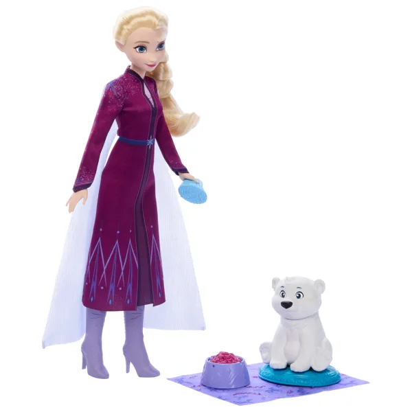 Regatul de Gheață: Set de figurine de joacă Elsa și ursulețul polar mic - Mattel imaginea 2
