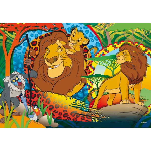 Regele Leu 2 în 1 puzzle Eco maxi cu 24 piese și carte de colorat 70x50cm - Lisciani imaginea 2