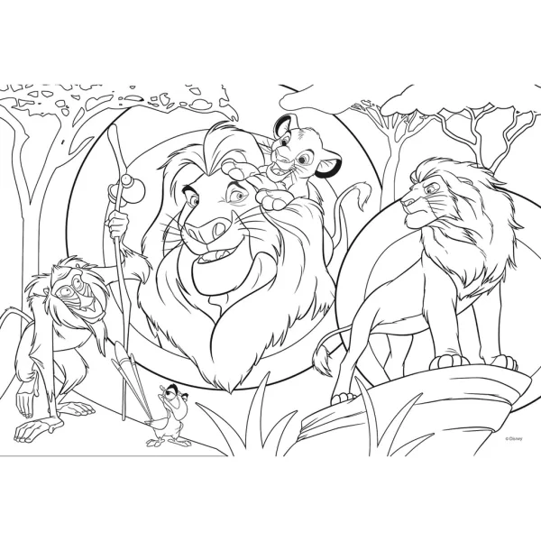 Regele Leu 2 în 1 puzzle Eco maxi cu 24 piese și carte de colorat 70x50cm - Lisciani imaginea 3
