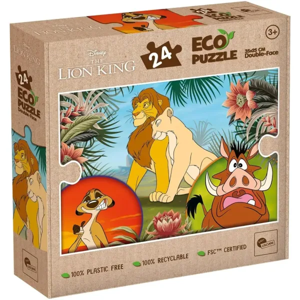 Regele Leu 2 în 1 puzzle Eco mini de 24 piese și carte de colorat 35x25cm - Lisciani imaginea 1