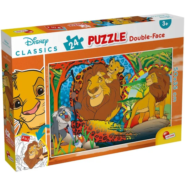 Regele Leu 2-în-1 puzzle de 24 de piese și carte de colorat 50x35cm - Lisciani imaginea 1