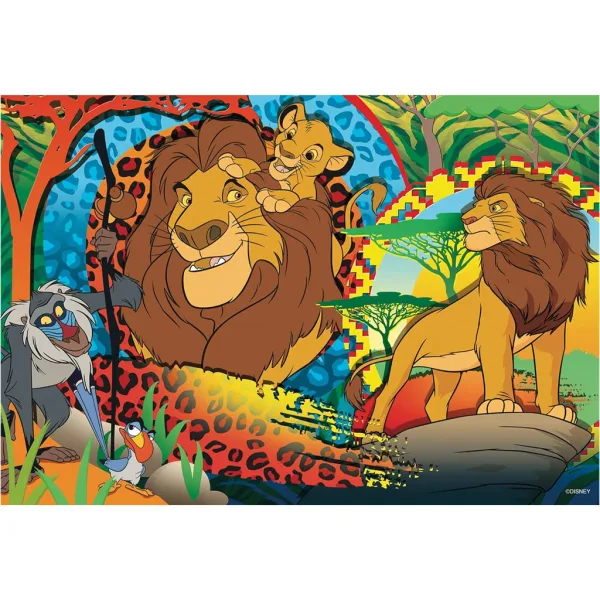 Regele Leu 2-în-1 puzzle de 24 de piese și carte de colorat 50x35cm - Lisciani imaginea 2