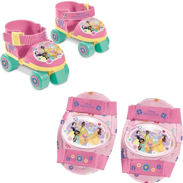 Patine cu rotile roz pentru Prințesele Disney, cu echipament de protecție, mărimea 22–29 - Mondo Toys imaginea 2