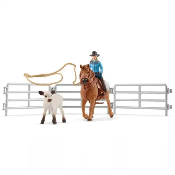 Schleich: Farm World - Set de joacă concurs de laț cu cowgirl (42577) imaginea 2