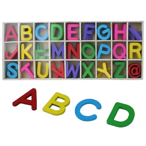 Set de 130 de litere colorate din lemn ABC imaginea 1