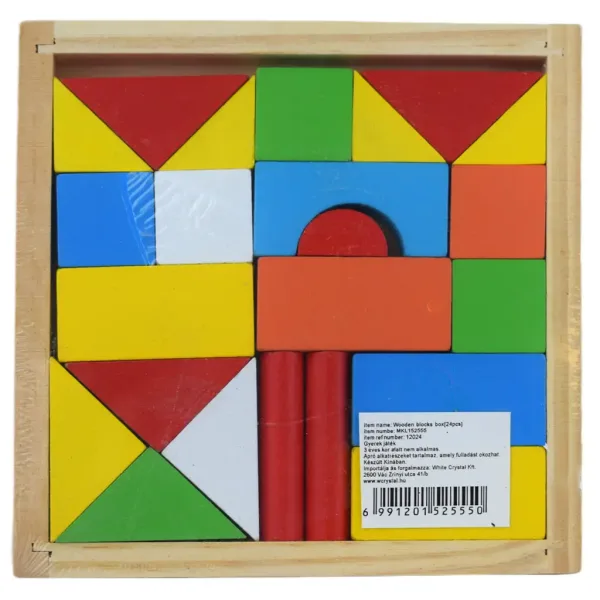 Set de 24 de cuburi colorate din lemn pentru construcție în cutie imaginea 5