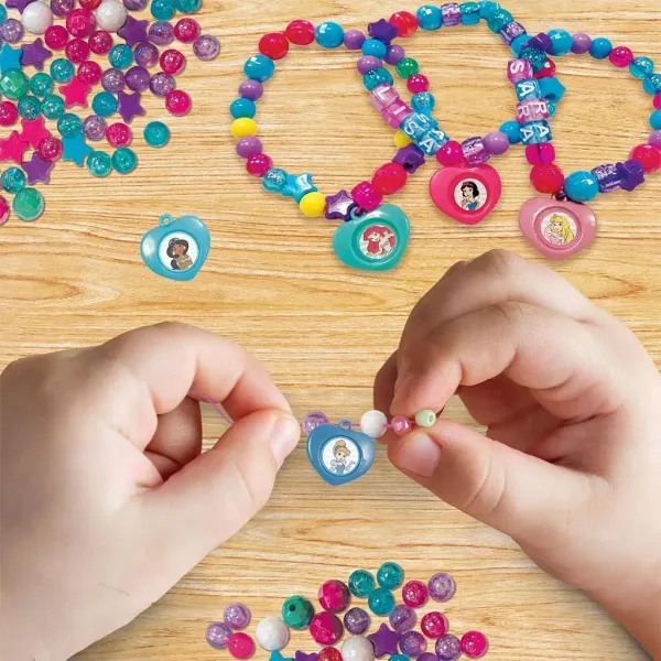 Set de confecționare bijuterii cu Prințesele Disney, în cutie de depozitare în formă de diamant - Lisciani imaginea 2