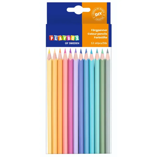Set de creioane colorate pastelate în formă triunghiulară PlayBox, 12 bucăți. imaginea 1