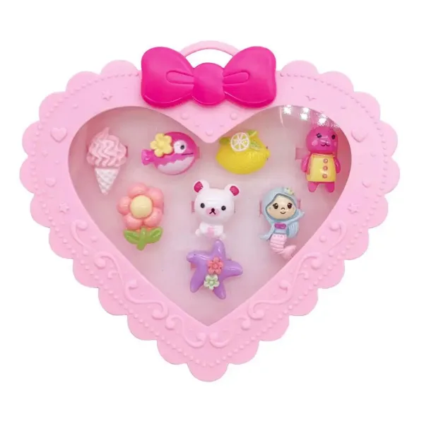 Set de inele in cutie in forma de inima, 8 bucati, disponibile in mai multe variante. imaginea 2