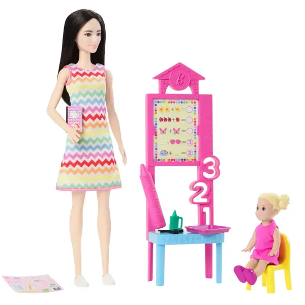 Set de joacă Barbie profesoară cu păpușă carieră și copil cu păr blond - Mattel imaginea 3