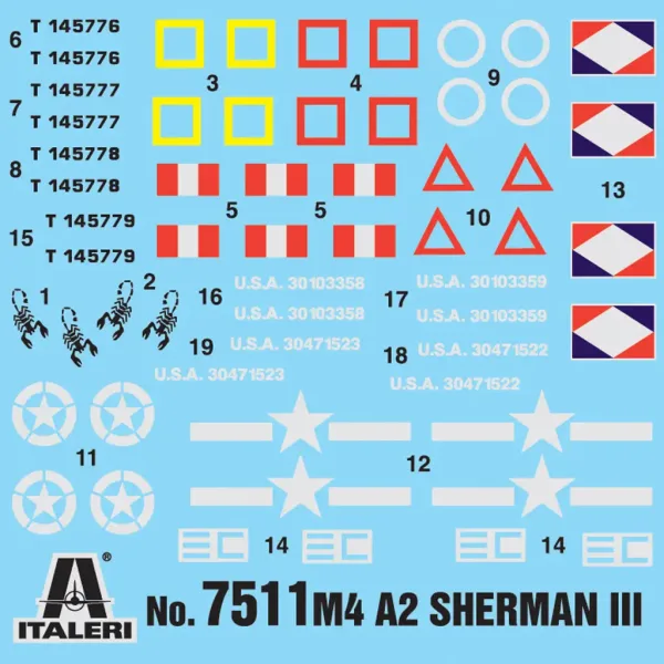 Set de machete Italeri 1/72 M4A2 Sherman III, 2 bucăți imaginea 2