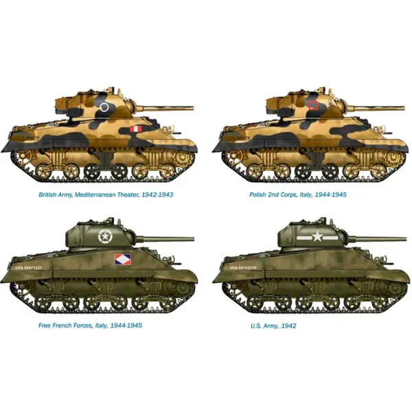 Set de machete Italeri 1/72 M4A2 Sherman III, 2 bucăți imaginea 3