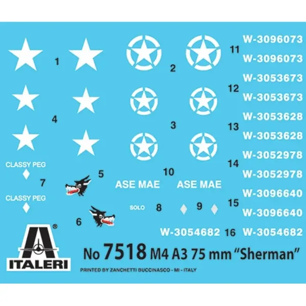Set de machete Italeri 1/72 M4A3 75mm Sherman tank, 2 bucăți imaginea 2