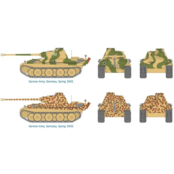 Set de machete Italeri 1/72 Pz. Kpfw. V Panther Ausf. G tanc Panther, set de 2 bucăți imaginea 4