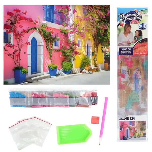 Set de pictură cu diamante: Culorile Greciei, set de pictură cu diamante 30x40cm imaginea 2