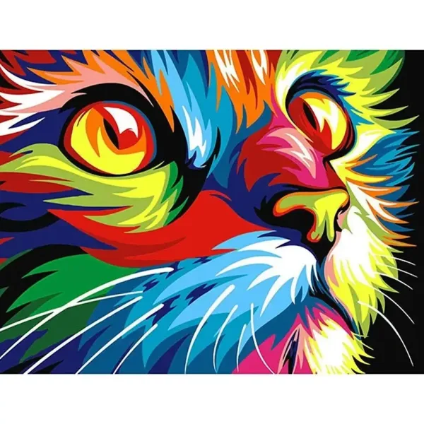 Set de pictură cu diamante: Pisică colorată imaginea 1