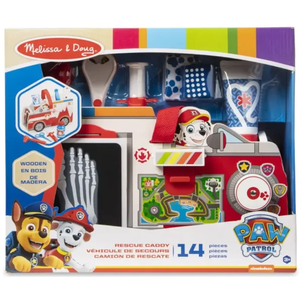 Set de pompieri cu mașină de lemn pentru dezvoltarea abilităților Marshall din Patrula Cățelușilor, cu accesorii - Melissa & Doug imaginea 1