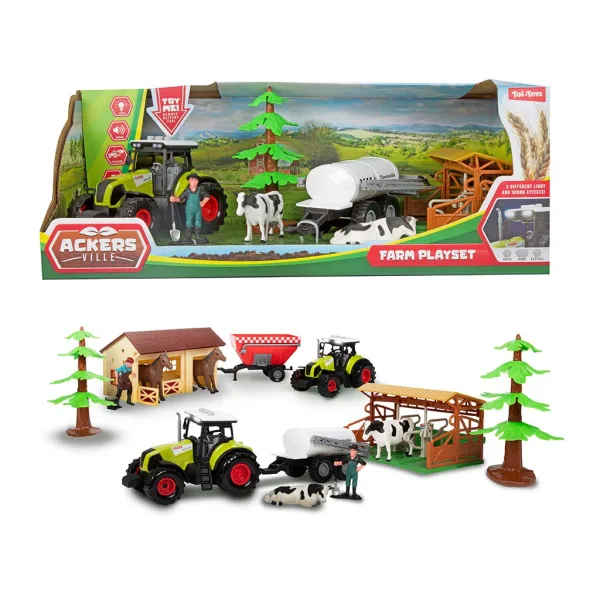 Set fermă cu grajd și tractor, 7 piese imaginea 2