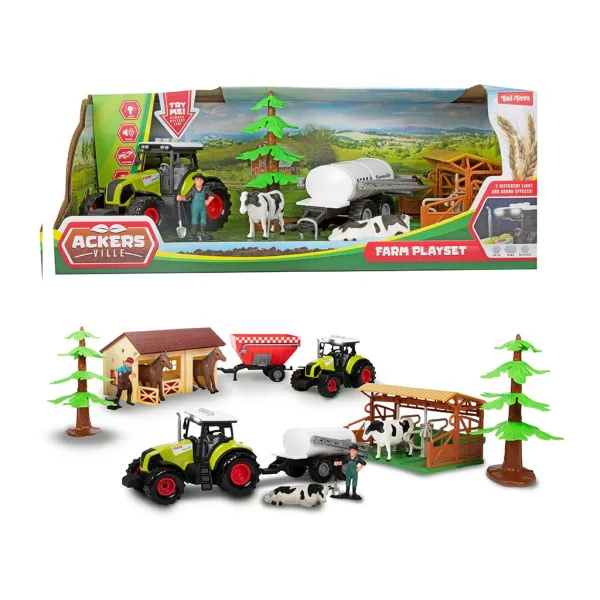 Set fermă cu grajd și tractor, 7 piese imaginea 3