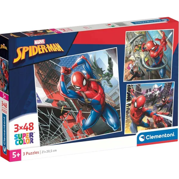 Spiderman puzzle 3x48 piese Supercolor - Clementoni imaginea 1
