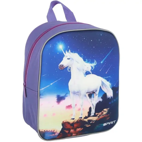Spirit: Rucsac pentru grădiniță cu model 3D unicorn, colțuri rotunjite, 30x25x12cm imaginea 1