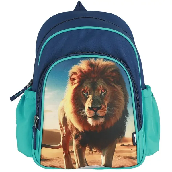 Spirit: Rucsac școlar albastru cu model de leu, dimensiuni 24x13x31cm imaginea 3