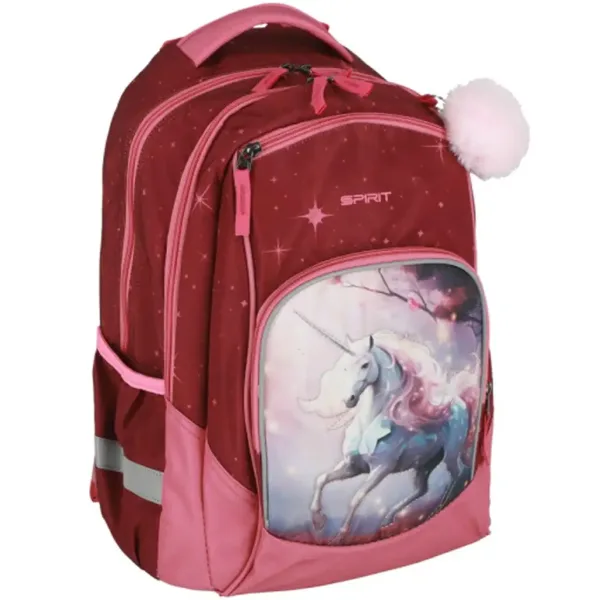 Spirit: Rucsac școlar rotunjit cu model 3D Unicorn, 34x26x44cm imaginea 1