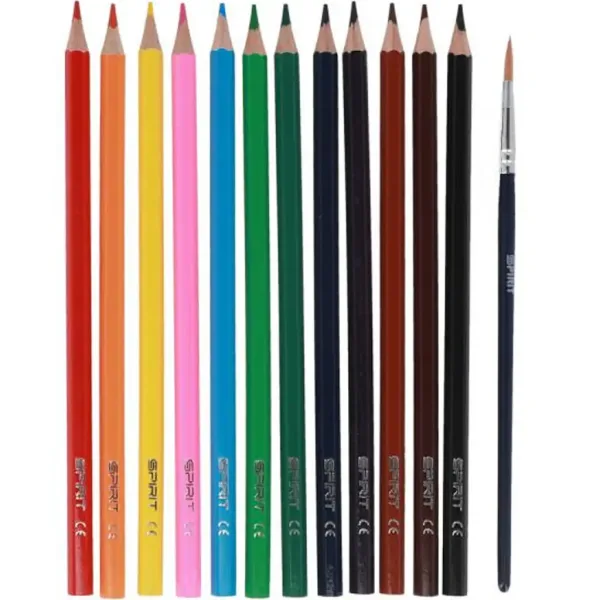 Spirit: set de 12 creioane colorate acuarelă triunghiulare cu pensulă imaginea 2