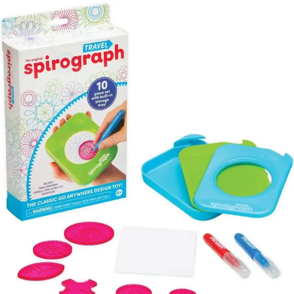 Spirograph: Spirograf de călătorie cu spațiu de depozitare, dimensiune compactă, set de 10 bucăți imaginea 2